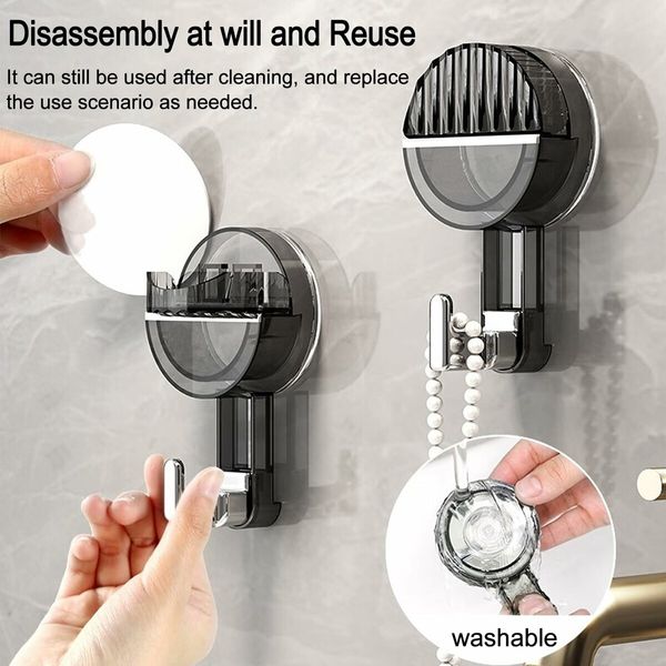 Suction Hooks,Vacuum Suction Cup Hooks Push Removable Heavy Duty Hooks for Kitchen, Bathroom and Living Room(4 Pcs-Black)