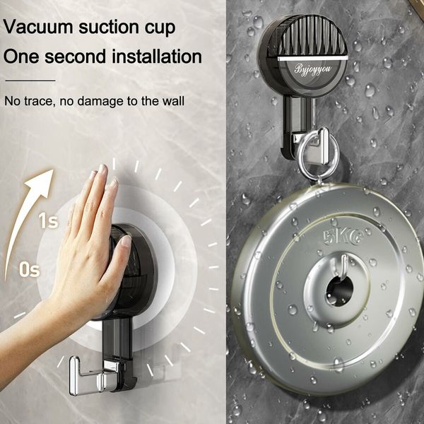 Suction Hooks,Vacuum Suction Cup Hooks Push Removable Heavy Duty Hooks for Kitchen, Bathroom and Living Room(4 Pcs-Black)