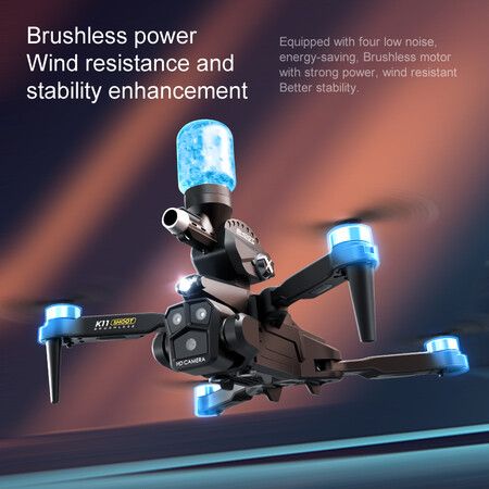 4K Drone with Three Cameras and Water Bombs Professional Aerial Photography Aircraft with Obstacle Avoidance Black Quadcopter