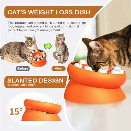 Cat Dish Food Bowl Dog Pet Bait Plate Drainage Reduces Burden Prevent Falls Weight Management