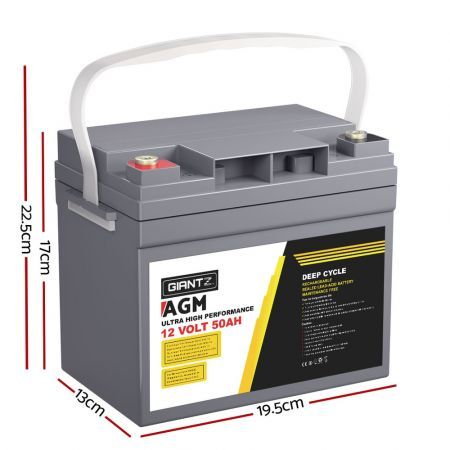 Giantz 12V 50Ah AGM Deep Cycle Battery X2 Marine Sealed Power Solar 4WD Camping