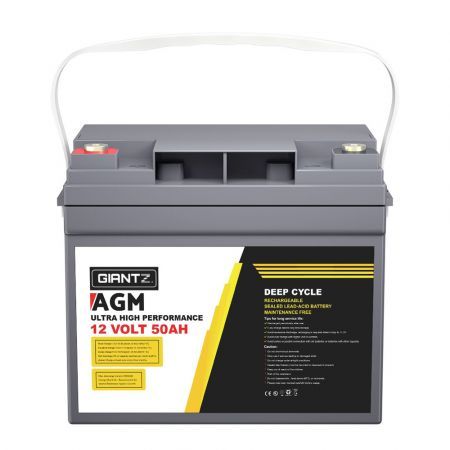 Giantz 12V 50Ah AGM Deep Cycle Battery X2 Marine Sealed Power Solar 4WD Camping