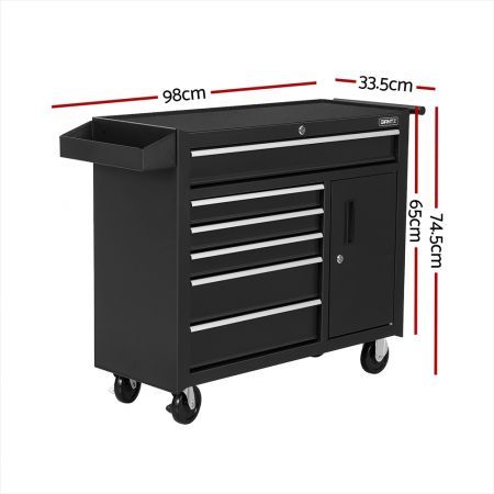 Giantz 6 Drawer Tool Box Chest Cabinet Toolbox Storage Garage Organiser Wheels