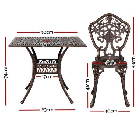 Gardeon Outdoor Dining Set 5 Piece Chairs Table Cast Aluminum Patio Brown