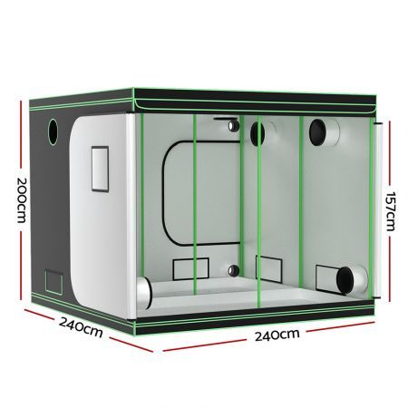 Greenfingers Grow Tent Kits 240x240x200cm Hydroponics Indoor Grow System Black