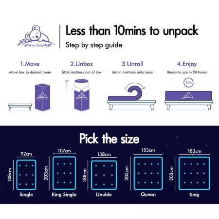STARRY EUCALYPT Mattress Pocket Spring King Single Cool Gel Euro Top 32cm
