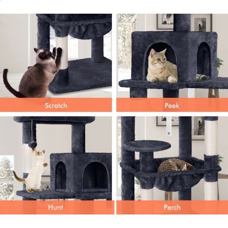 BEASTIE Cat Tree Scratching Post Scratcher Tower Condo House Furniture Wood 143