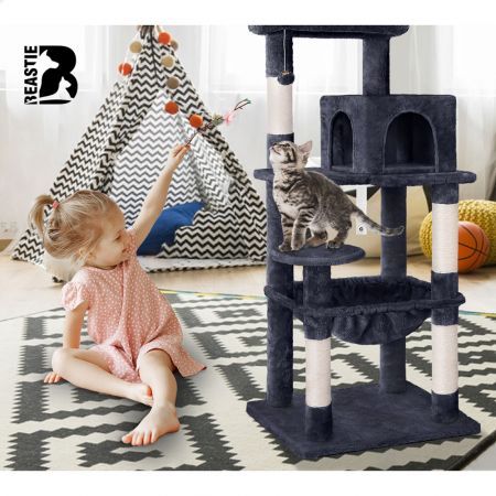 BEASTIE Cat Tree Scratching Post Scratcher Tower Condo House Furniture Wood 143