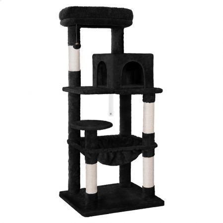 BEASTIE Cat Tree Scratching Post Scratcher Tower Condo House Furniture Wood 143 Black