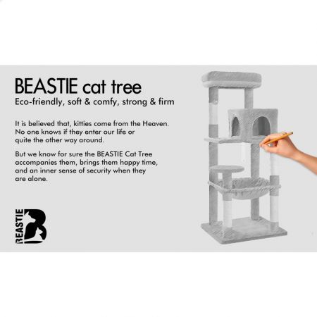 BEASTIE Cat Tree Scratching Post Scratcher Tower Condo House Furniture Wood 143 Black