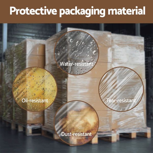 500mm x 400m Stretch Film Pallet Shrink Wrap 4 Rolls Package Use Plastic Clear