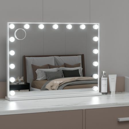 Embellir Makeup Mirror 80x60cm Hollywood Vanity with LED Light Tabletop White