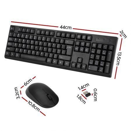 Wireless Keyboard and Mouse Combo Bluetooth Set for PC Laptop Phone Tablet 104 Keys Black