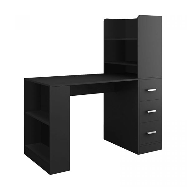 Desk Hutch Home Office Study Gamer Writing Table 120cm Wooden Laptop Workstation Storage with Drawers Bookshelf Black