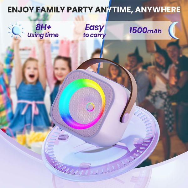 Karaoke Machine for Kids,Karaoke Gifts for Girls Ages 3+ Year Old Birthday Party,Christmas Toys Gift for Girls (Purple,2 mic)