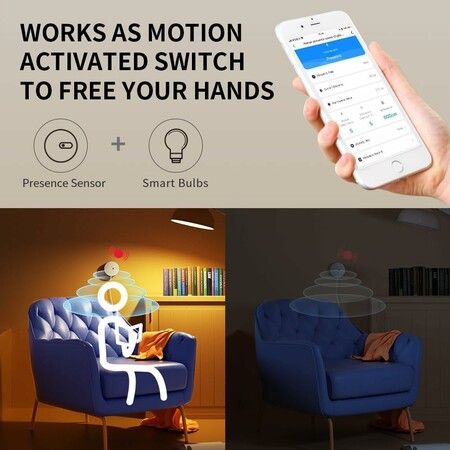 Human Presence Sensor ES1, Smart Motion Sensor with 24G mmWave Radar, Compatible with Alexa, Smart Life