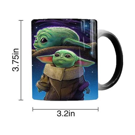 Yoda Magic Color Changing Mug, Creative Ceramic Coffee Mug, Birthday Gift for Boyfriend, Girlfriend, Husband, Wife, Mom and Dad (1 Pack)