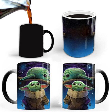 Yoda Magic Color Changing Mug, Creative Ceramic Coffee Mug, Birthday Gift for Boyfriend, Girlfriend, Husband, Wife, Mom and Dad (1 Pack)