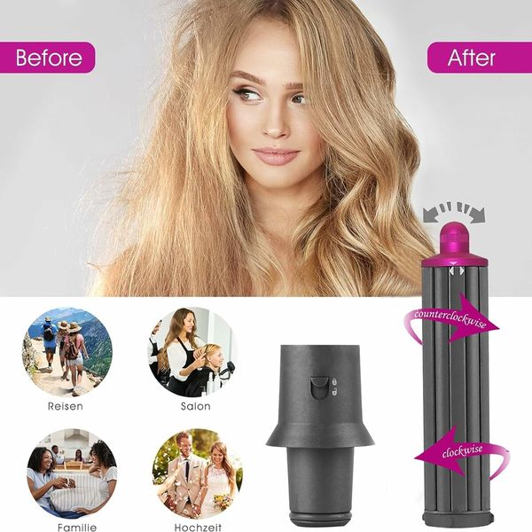 40MM Long Hair Curling Barrels for Dyson Airwrap Styler HS05 HS01 with Adapter Converting Hair Dryer To Airwrap Curling Iron