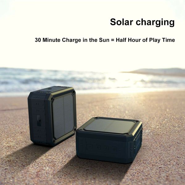 Solar Speaker Portable IPX6 Waterproof Bluetooth Speaker Stereo Bass for Home and Outdoor Wireless Speaker-1 Pack