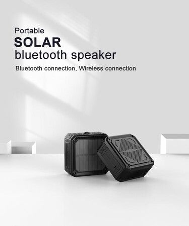 Solar Speaker Portable IPX6 Waterproof Bluetooth Speaker Stereo Bass for Home and Outdoor Wireless Speaker-1 Pack