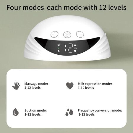 Wearable Breast Pump 210ML Large Capacity Hands Free Electric Portable Breast Pump BPA-free with LED Display 4 Modes 12 Levels Color White