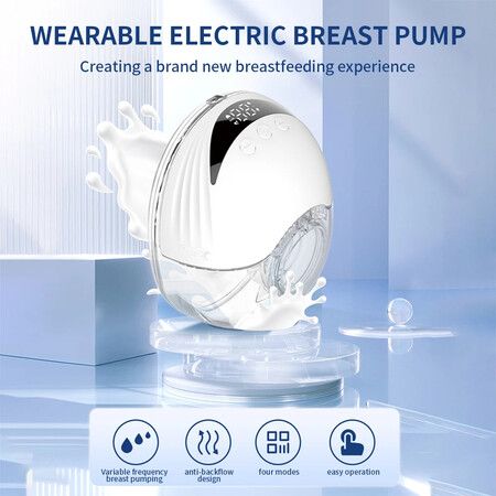 Wearable Breast Pump 210ML Large Capacity Hands Free Electric Portable Breast Pump BPA-free with LED Display 4 Modes 12 Levels Color White