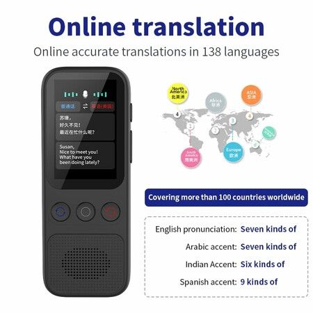 Language Translator Device,Instant Offline Language Translator Device Support 138 Languages,Voice Translator Offline,Portable Two-Way Language Translator for Business Learning Travel