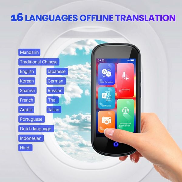 Language Translator Device Instant Two Way Translation Device with 137 Languages 4 Inch Touchscreen Portable Offline Online Voice Translation Real-time Translator for Travel Business