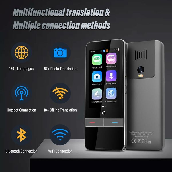 Language Translator Device,Portable Real-time Voice Translation in 139 Different Languages Instant Two-Way Translator Offline Online Photo Translation Pocket Dictionary for Learning Travel Business