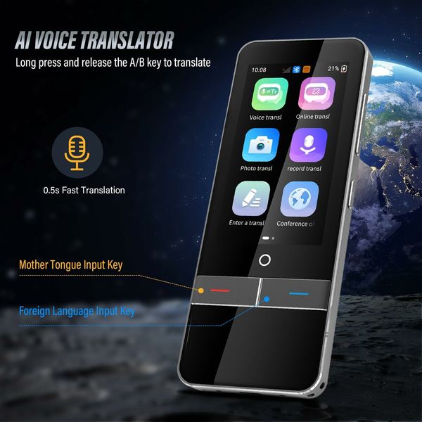 Language Translator Device,Portable Real-time Voice Translation in 139 Different Languages Instant Two-Way Translator Offline Online Photo Translation Pocket Dictionary for Learning Travel Business