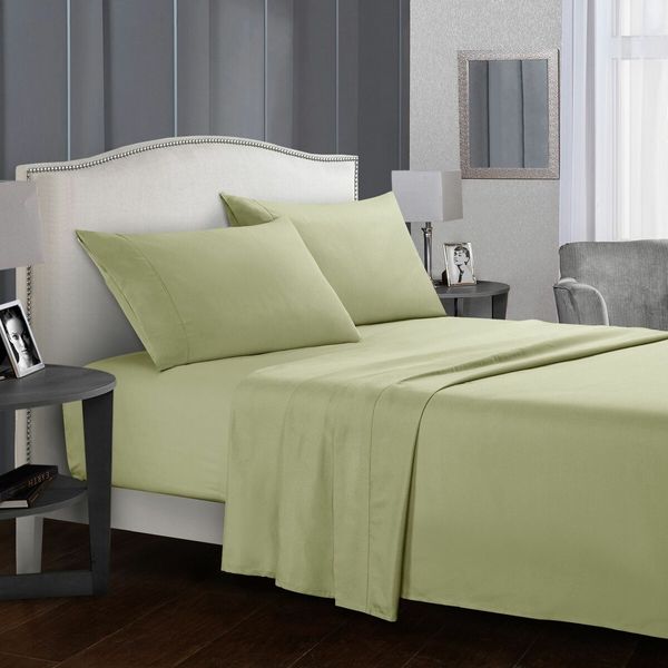 (Queen,sage)Queen Bed Sheets Set - 4 Piece Bedding - Brushed Microfiber - Shrinkage and Fade Resistant - Easy Care