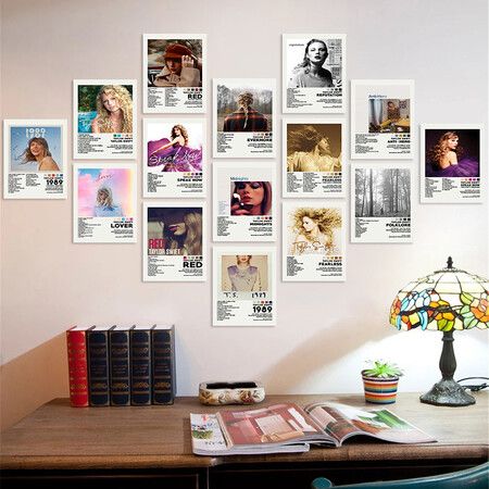 Taylor Music Album Poster 1989，Folklore，Lover，Red，Reputation，Fearless，Evermore，Speak Now Swift Poster (No Frame, 30x40cm-15pcs)