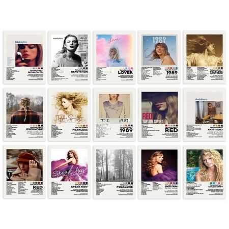 Taylor Music Album Poster 1989，Folklore，Lover，Red，Reputation，Fearless，Evermore，Speak Now Swift Poster (No Frame, 30x40cm-15pcs)