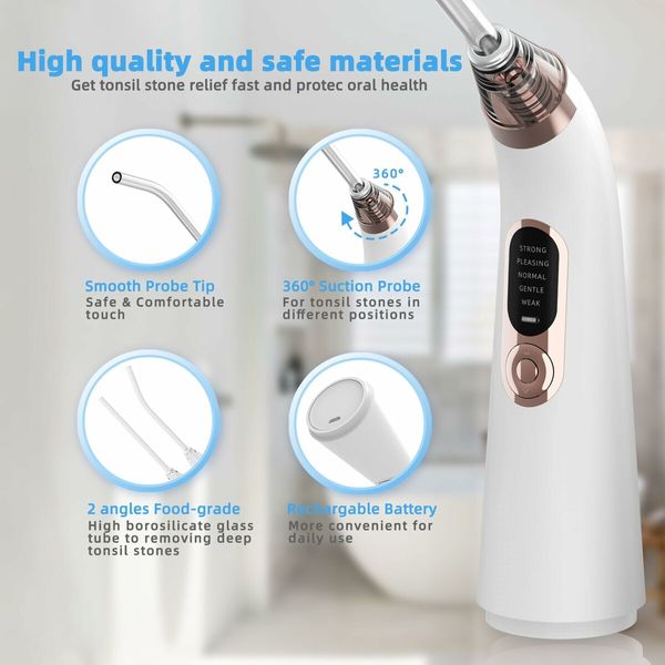 Tonsil Stone Remover Electronic Vacuum Stone Removal Kit, 5 Modes Instant Suction Tool, Easy to Use, Fresh Breath, Mouth Cleaning Oral Care