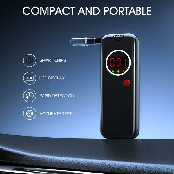 Breathalyzer,Portable Breathalyzers for Alcohol with LCD Display,Professional-Grade Accuracy Alcohol Breathalyzer Tester with 6 Mouthpieces for Home or Party Use