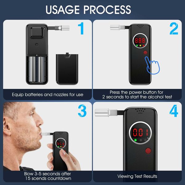 Breathalyzer,Portable Breathalyzers for Alcohol with LCD Display,Professional-Grade Accuracy Alcohol Breathalyzer Tester with 6 Mouthpieces for Home or Party Use