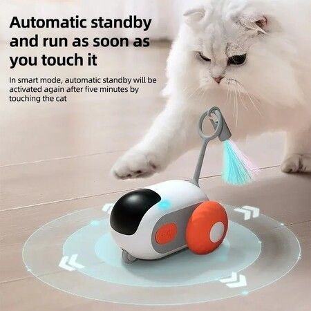 Smart Cat Toy Car for Pet, Interactive Toy Ball, Automatic Movement, Remote Control, Indoor Cat Stuff (Orange)