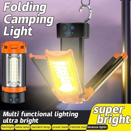 Portable LED Work Light Rotatable Lighting Head Camping Tent Light with Telescopic Tripod