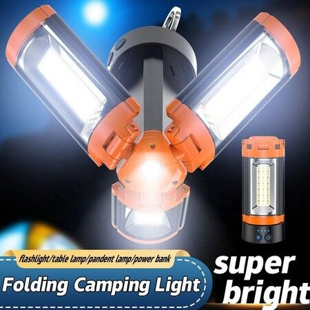 Portable LED Work Light Rotatable Lighting Head Camping Tent Light with Telescopic Tripod