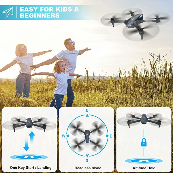 Drone with 1080P Camera for Beginners and Kids, Foldable Remote Control Quadcopter for Boys Girls