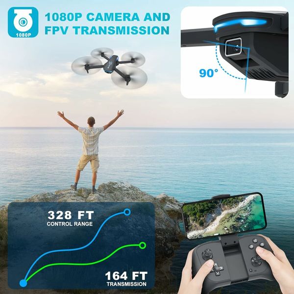 Drone with 1080P Camera for Beginners and Kids, Foldable Remote Control Quadcopter for Boys Girls