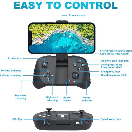 Drone with 1080P Camera for Beginners and Kids, Foldable Remote Control Quadcopter for Boys Girls