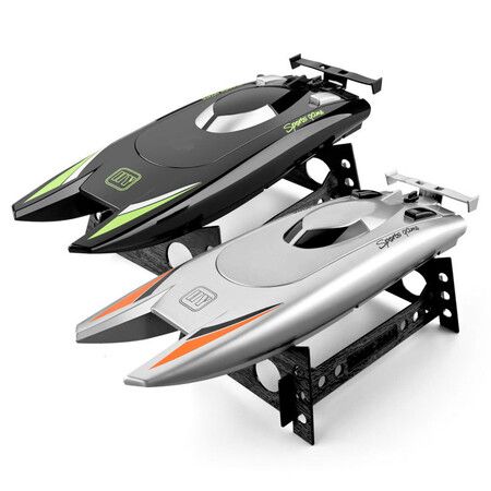 2.4G Double Motor Remote Control Boat High Speed Yacht Children Racing Boat Water Racing Boys Toy (Black)