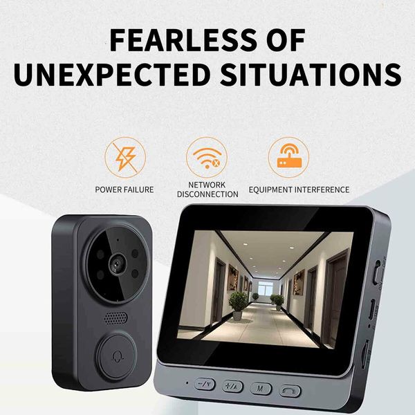 Smart Wireless Video Doorbell 2.4G WiFi Home Digital Viewer IR Night Vision Intercom Voice 4.3 Inch Video Doorbell Camera Door Bell