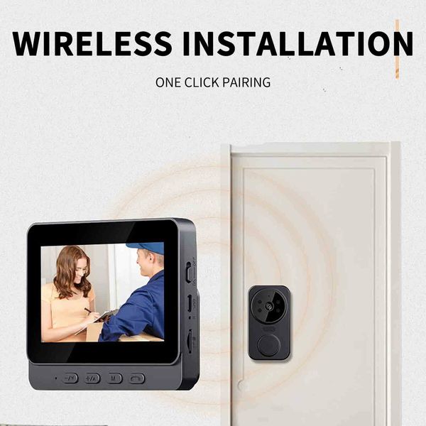 Smart Wireless Video Doorbell 2.4G WiFi Home Digital Viewer IR Night Vision Intercom Voice 4.3 Inch Video Doorbell Camera Door Bell