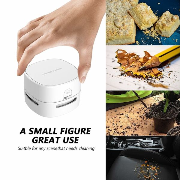 (White)Desktop Vacuum Cleaner, Mini Table dust Sweeper Energy Saving,High Endurance up to 90 mins,Cordless and 360 Rotatable Design