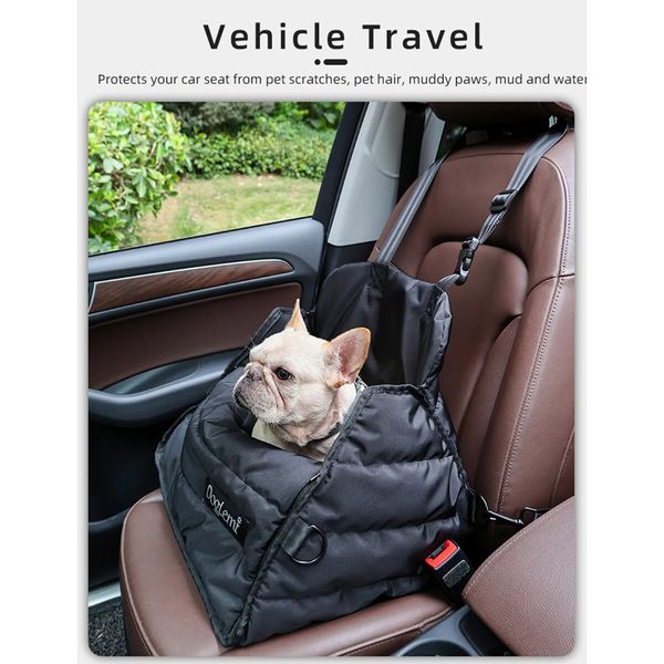 Multi-Purpose Pet Travel Bag Waterproof Dog Car Seat, Foldable Zipper Pet Booster Seat with Safety Hand Strap