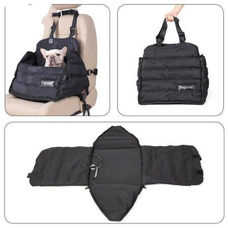 Multi-Purpose Pet Travel Bag Waterproof Dog Car Seat, Foldable Zipper Pet Booster Seat with Safety Hand Strap