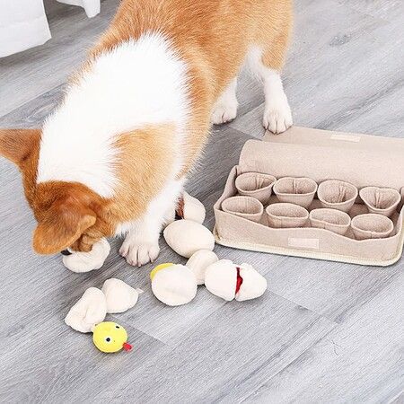 Egg Box Shape Pet Snuffle Mat Easter Gifts Durable Interactive Feed Game for Boredom Cats and Dogs Puppies Treat Dispenser Indoor Outdoor Stress Relief